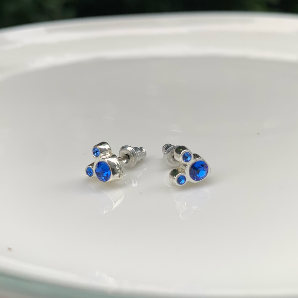 Disney Sapphire Mickey Earrings silver